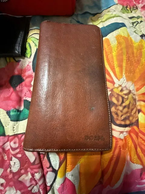 Dorsa Leather Checkbook Wallet Brown