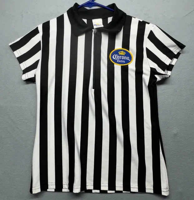 In Your Face Apparel Corona Extra Beer Logo Referee Zip-Up Polo Shirt