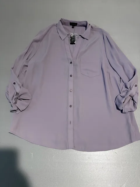 The Limited Button Down Blouse Size XL Purple Long Sleeve Pocket Top