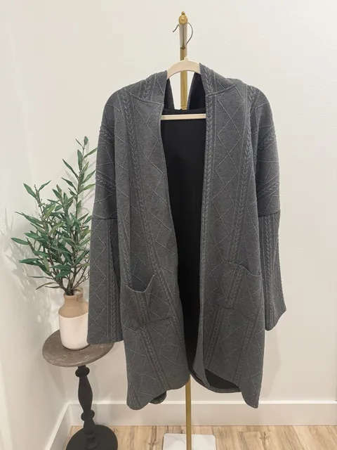 Gray Cable Knit Duster Cardigan