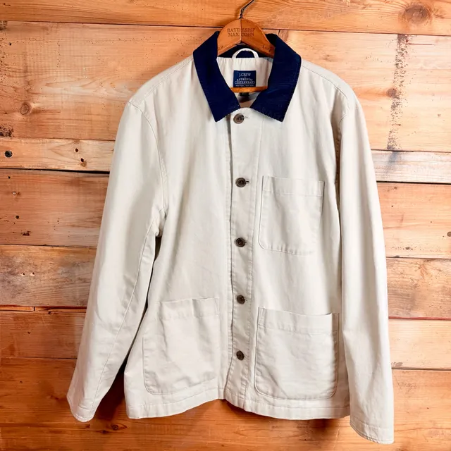 J.Crew Authentic Outerwear Barn Jacket Size M Navy Corduroy Collar