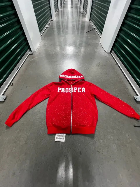 Minus Sleep To Prosper Overachiever Zip Hoodie XL Red Rhinestone