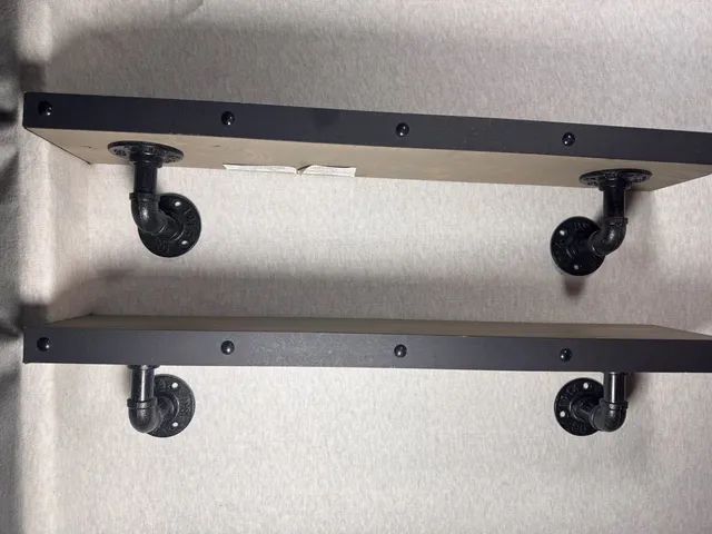 Hobby Lobby Industrial Pipe Wall Shelf Set 24x5 MDF Wood Black 2 Pcs