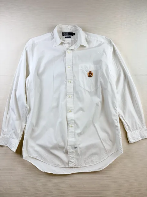 Polo By Ralph Lauren Long Sleeve Button-Down Shirt Size M Crest White