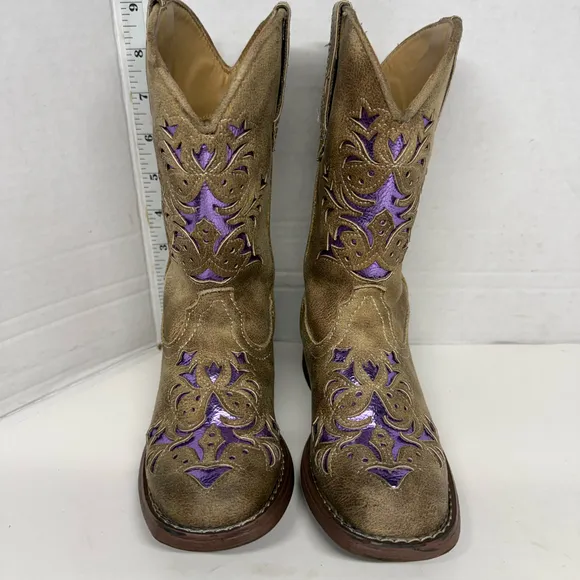 Roper Girls Lola Western Boots Square Toe 09-018-1903-2132 Size 11