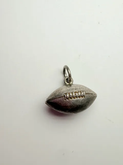 Vintage Sterling Silver Football Charm Pendant