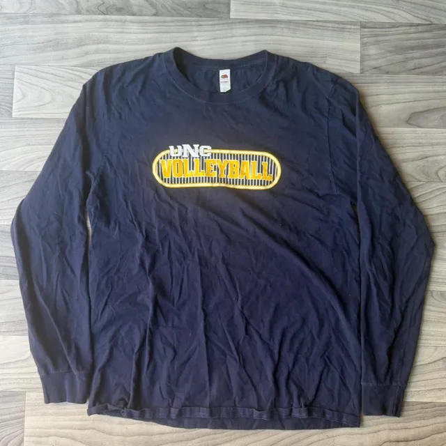 Fruit of the Loom UNC Volleyball Long Sleeve T-Shirt L Navy Blue