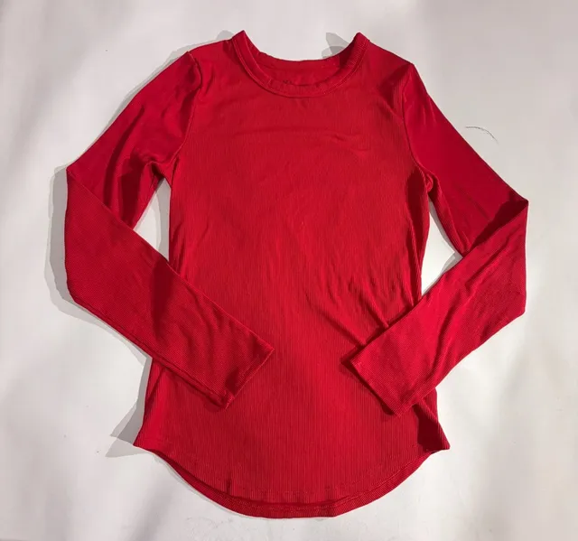 No Boundaries Red Ribbed Long Sleeve Crewneck Top Size M 7-9