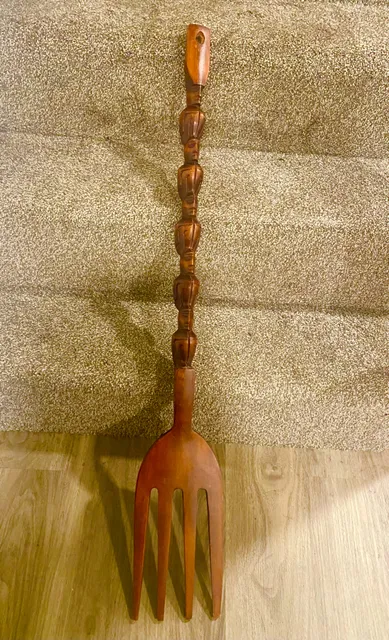 Hand Carved Wooden Tribal Fork Wall Art.