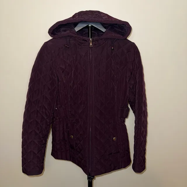 Vintage Y2K Esprit Quilted Hooded Jacket Women’s Plum-S