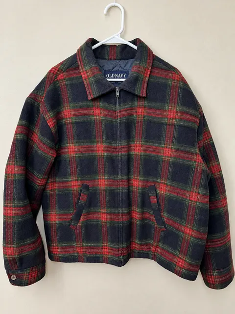 Vintage Old Navy Wool Blend Plaid Quilted Jacket XL 90s Y2K