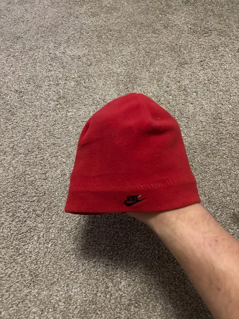 Early 2000s Y2K Nike Reversible Beanie Red Black White