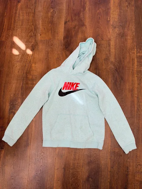 Nike Hoodie Sweatshirt Size XL Light Blue Marled Standard Fit Logo kid size xl
