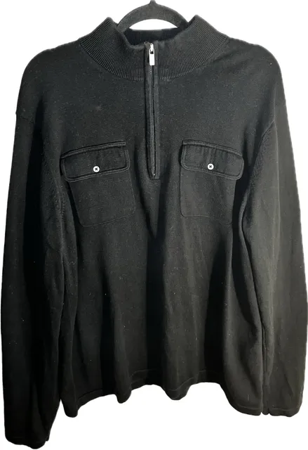 Michael Michael Kors 1/4 Zip Sweater Size XL Black Cotton
