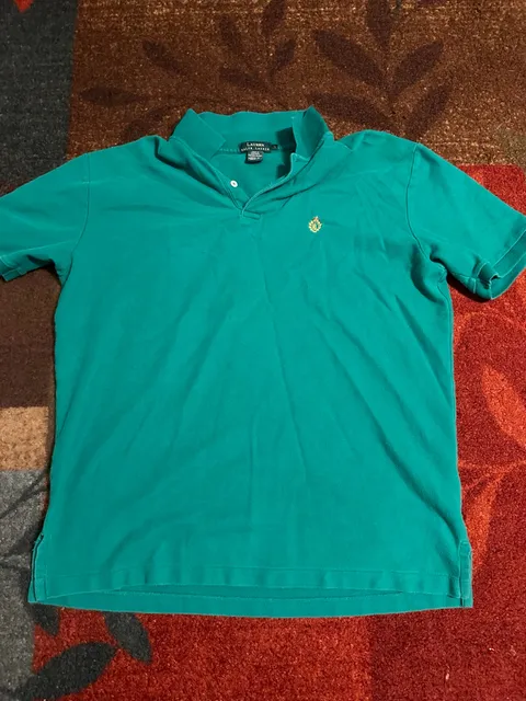 Lauren Ralph Lauren Polo Shirt Size L Green Cotton Crest Logo