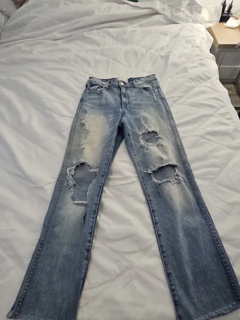 Revice Distressed Straight Leg Jeans Light Wash