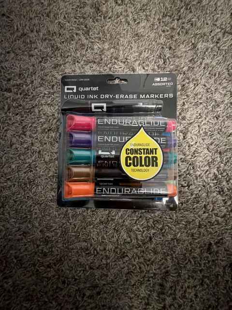Quartet EnduraGlide Liquid Ink Dry-Erase Markers 12 Pack Assorted Colors