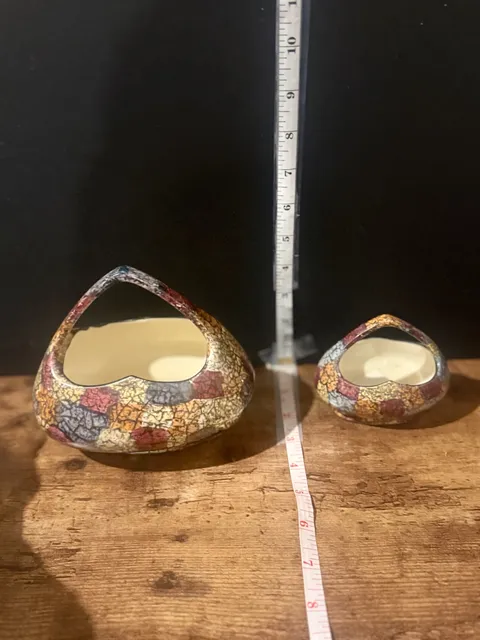 Mosaic Ceramic Basket Planter Set