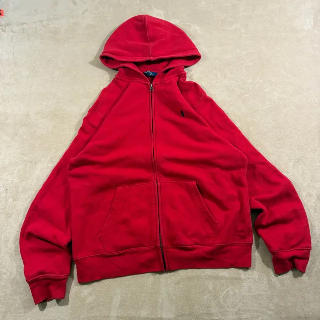 Vintage Polo Ralph Lauren Red Full Zip Hoodie 