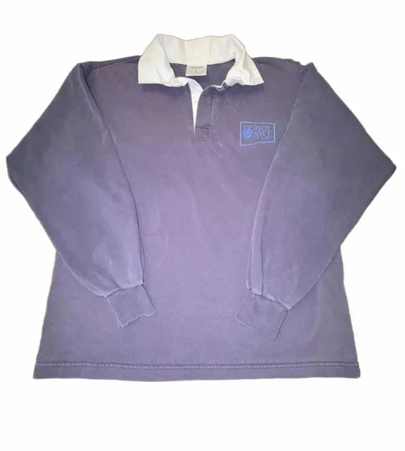 Vintage Heriot Watt University Rugby Shirt Large Navy Long Sleeve UK Cotton
