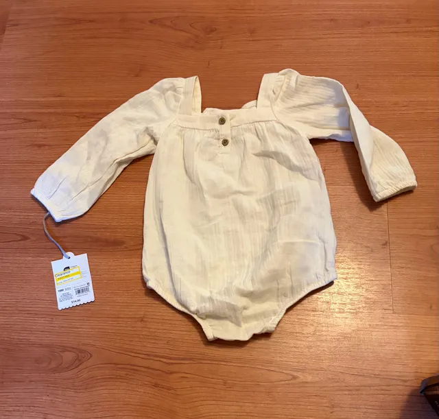 Cat & Jack Long Sleeve Bubble Romper Size 18M Off White
