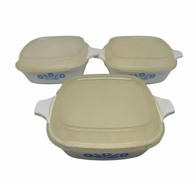 CorningWare Blue Cornflower P-41 Petite Pan Casserole Set of 3