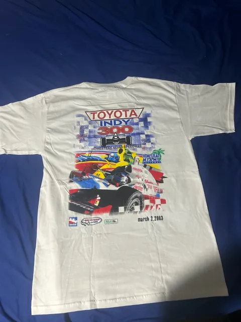 Vintage Nascar Toyota Indy 300 2003 Graphic T-Shirt Size L White