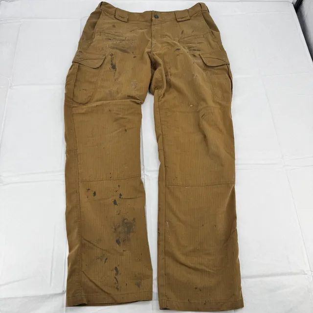 5.11 Tactical Cargo Pants 34x32 Brown Ripstop WorkWear Utility Heavy Distressed
