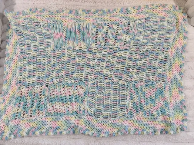 Handmade Crochet Baby Blanket Afghan Size 26x38 Pastel Multicolor