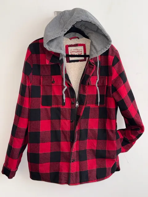 Levi Strauss & Co. Buffalo Plaid Sherpa Lined Hoodie Jacket