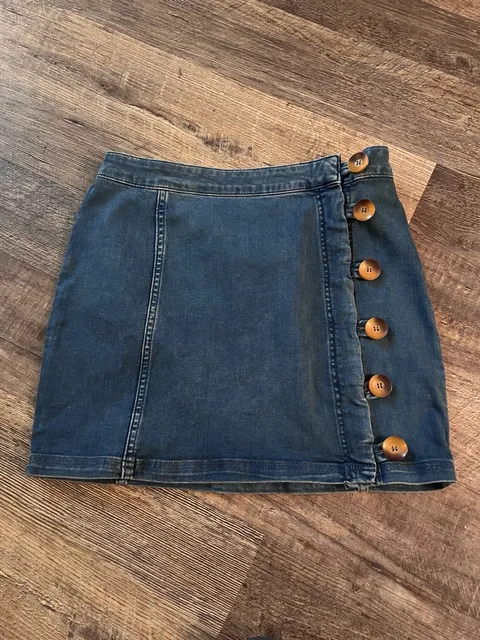 Free People Denim Mini Skirt Size 8 Blue Button Front