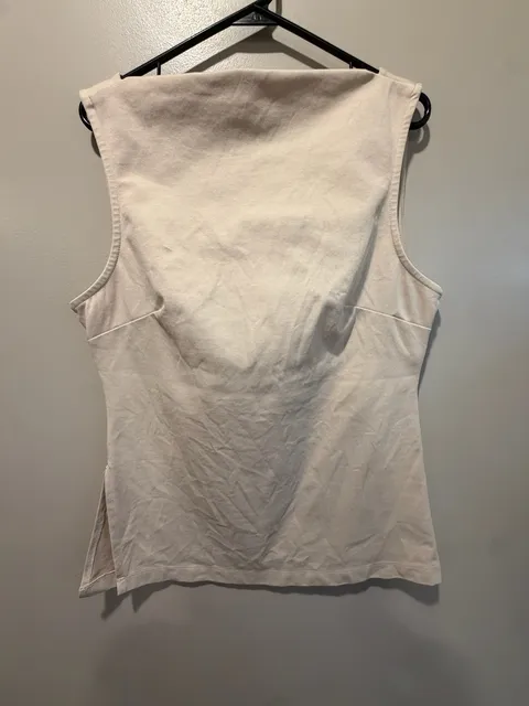 by Anthropologie Tank Top Size L Beige Cotton Blend Boat Neck Sleeveless