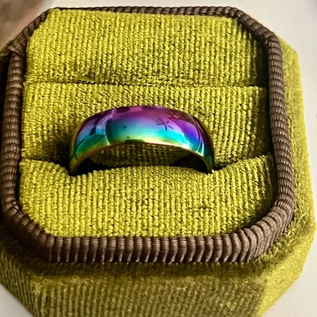 Rainbow Stainless Steel Dome Band Ring Multi-color Plated 6mm Size 8