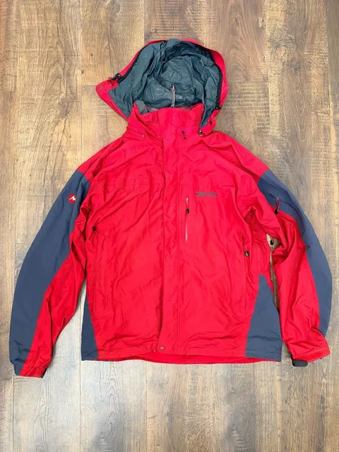 Marmot Hooded Jacket Size M Red Gray Winter Ski Snowboard Rain Coat