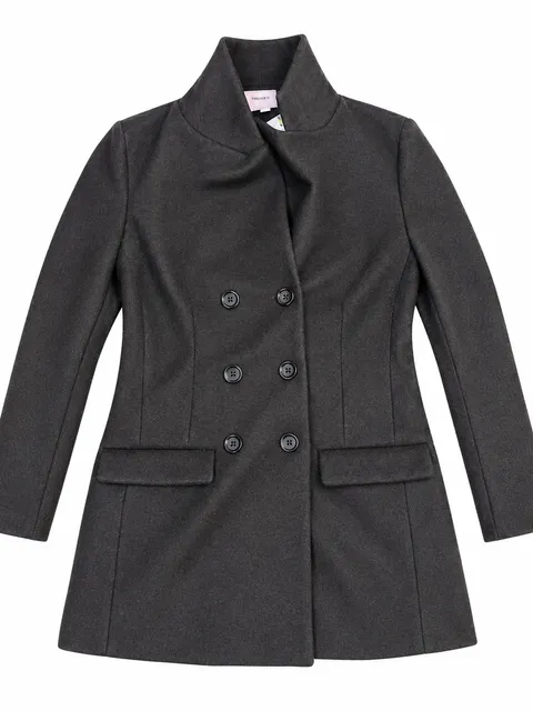 Love Me Now Collection Double Breasted Coat Size L Charcoal Floral Lining