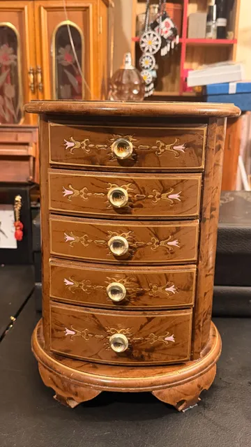 Vintage Wooden Musical Jewelry Box