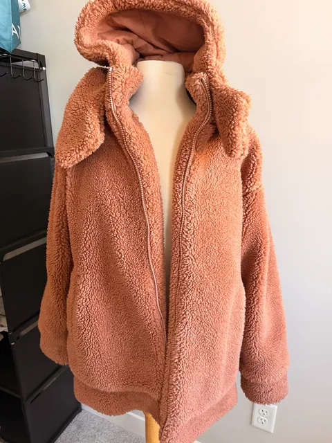 Alo Yoga Faux Shearling Sherpa Hooded Jacket Teddy Coat Brown