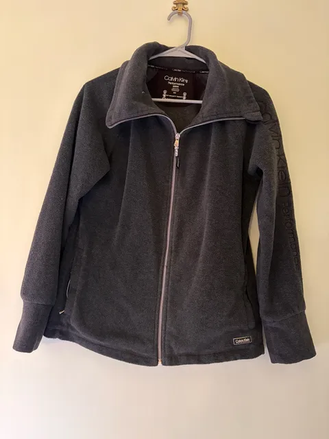 Calvin Klein Performance Fleece Jacket Size S Gray Full Zip
