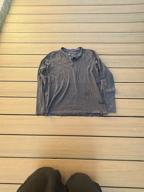 Six Lincoln Long Sleeve Henley Shirt Size M Gray Cotton