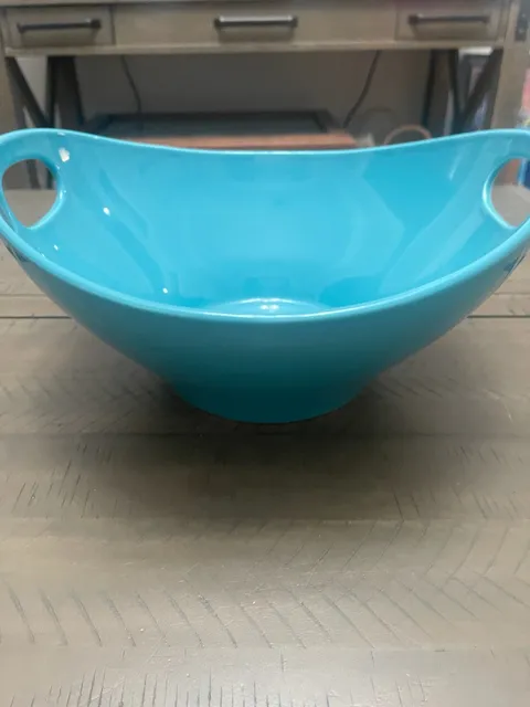 Matceramica Turquoise Aqua Serving Bowl with Integrated Handles Portugal