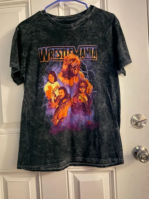 WWE WrestleMania Acid Wash Graphic T-Shirt Size M Black