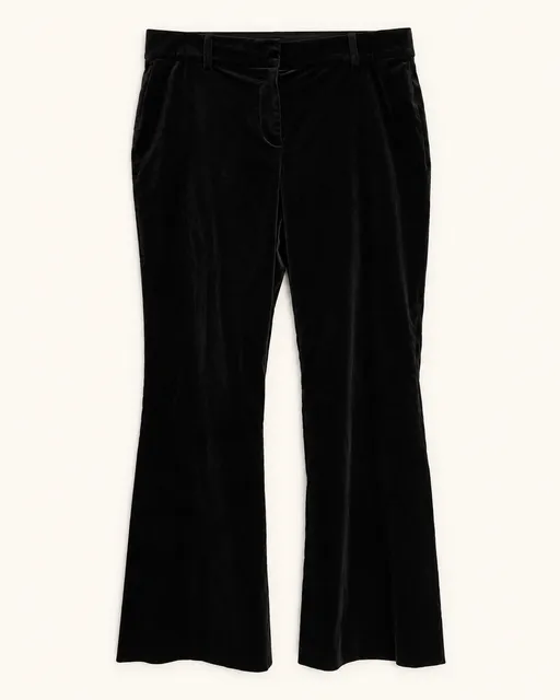 Ann Taylor Black Velvet Trouser Pants Size 12 Stretch Bootcut Y2K