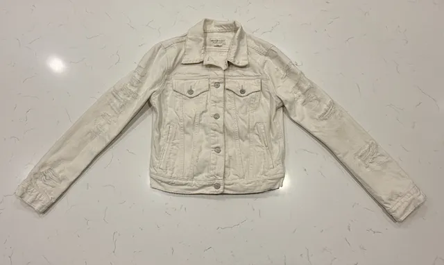 Denim & Supply Ralph Lauren Distressed Denim Jacket Size S White