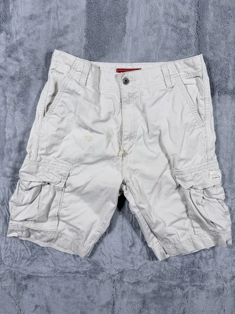 Levi's Cargo Shorts Size 34 Cream Cotton Utility Pocket