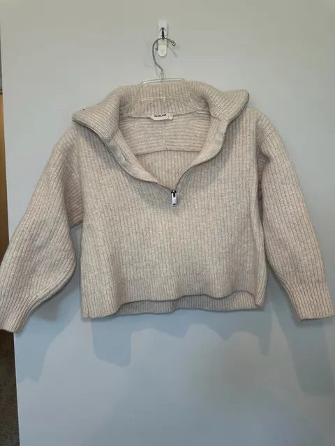 Everlane Ribbed Half Zip Sweater Size S