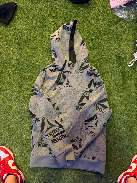Reebok Men's Unwind All Over Print Pullover Hoodie Sea Spray Green XL