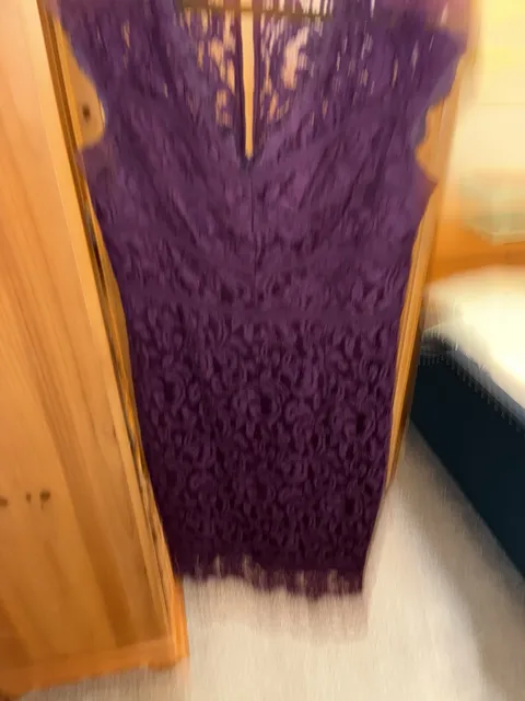 Adrianna Papell Lace Dress Size US 10 Purple Cocktail Sheath