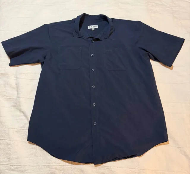 Orvis Button-Up Shirt Size XL Black Short Sleeve Classic Collection