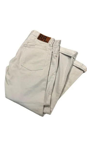 RRL Ralph Lauren Straight Leg selvedge Jeans 33x32 Off White Cotton Denim