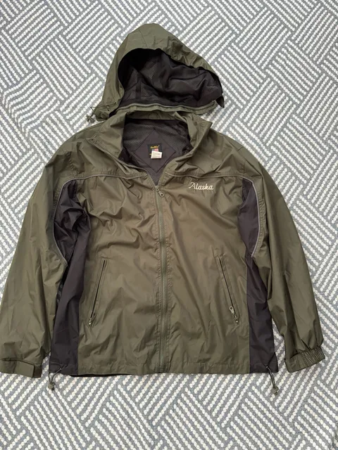 PacBlue Alaska Windbreaker Jacket Size L Green Hooded Full Zip